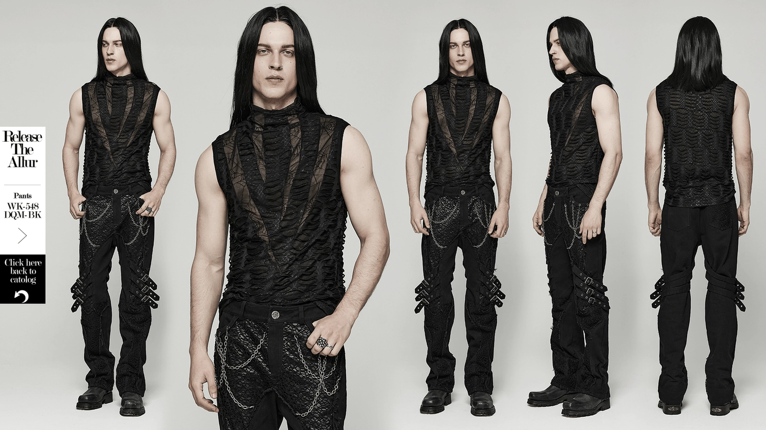 Men's gothic sleeveless mesh top with sharp teeth asymmetric design - edgy rebellion aesthetic
