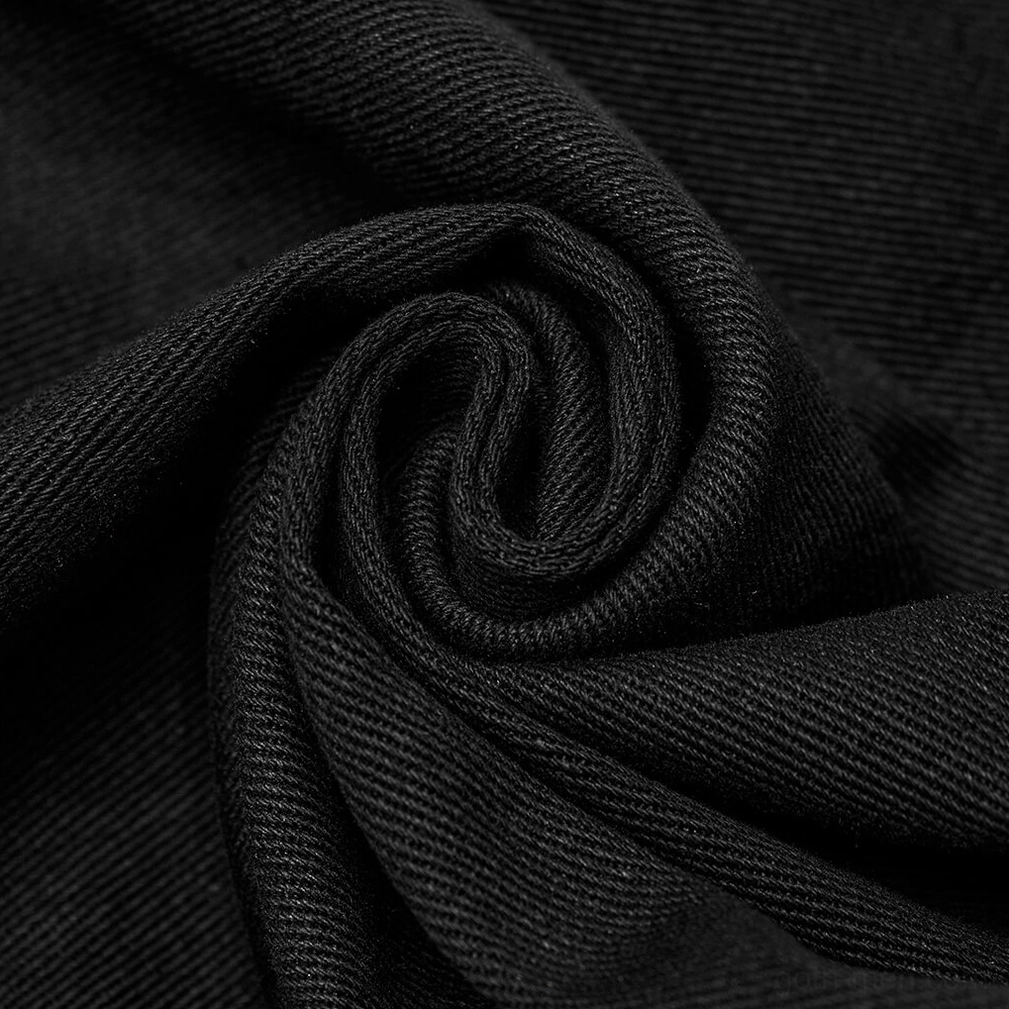 Alternative black mens pants thigh lace-up detail with metal hardware and mesh