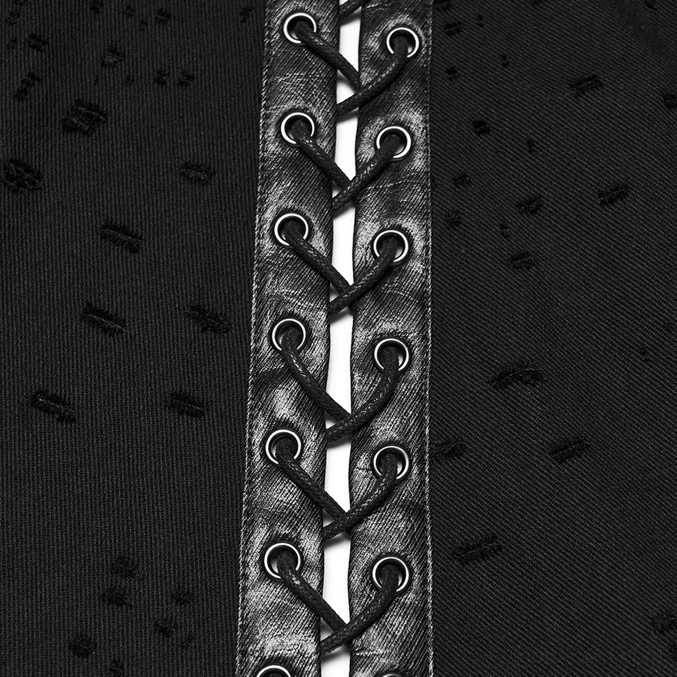 Men's gothic asymmetrical punk skirt with studded belt alternative angle view lifestyle