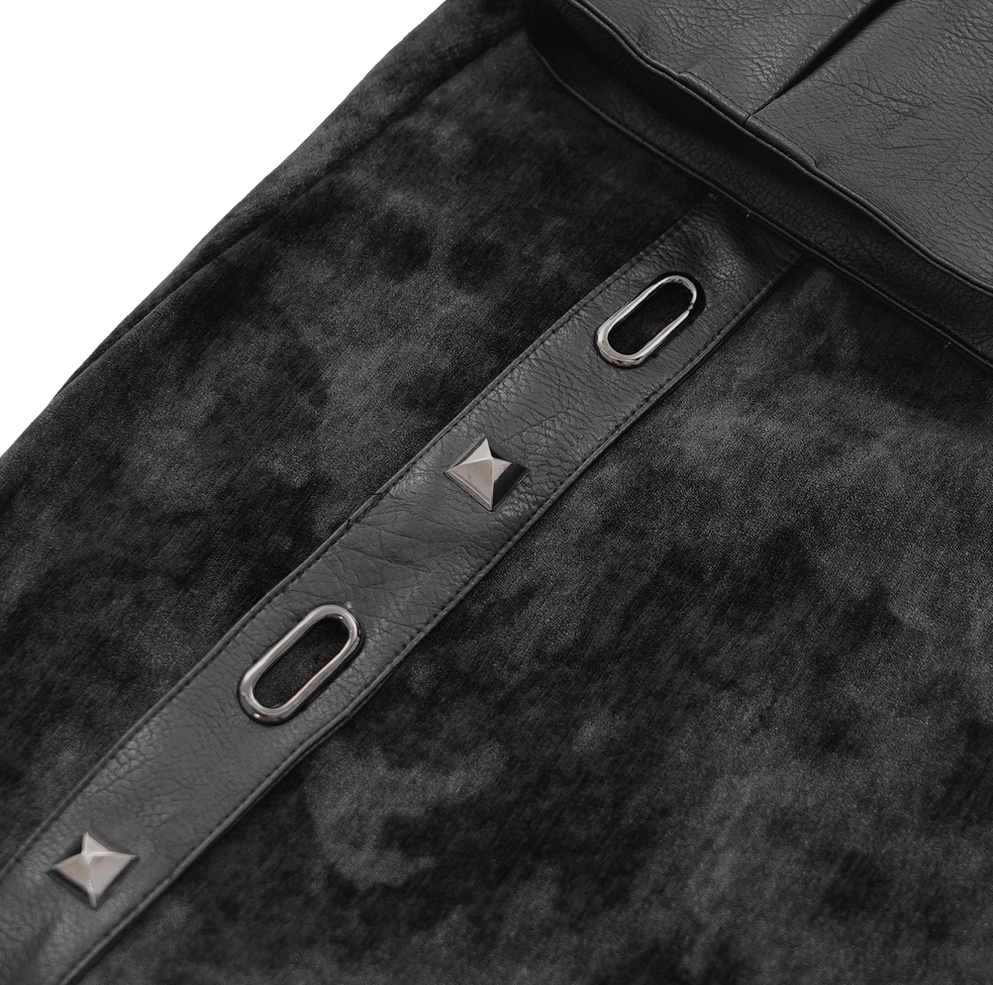 Gothic split skirt waist adjustment straps and side pocket design functional detail