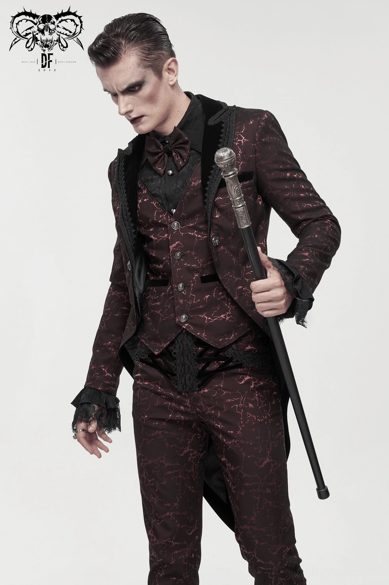 Men's gothic tailcoat showing cravat placement and formal neckline gothic styling