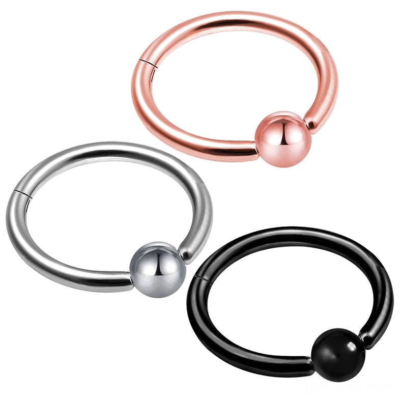 compact 8mm hinged segment clicker rings in three color variants for gothic styling