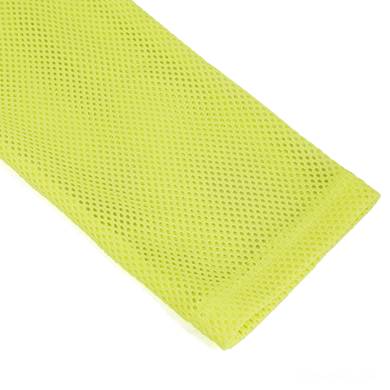 Men's neon yellow mesh long-sleeve gothic top styling alternative fashion detail shot