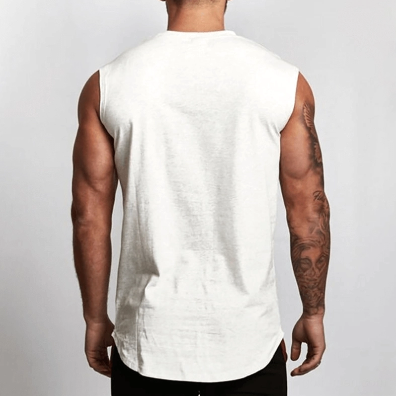 Off-white gothic tank top men's sleeveless, minimalist dark aesthetic, complete view
