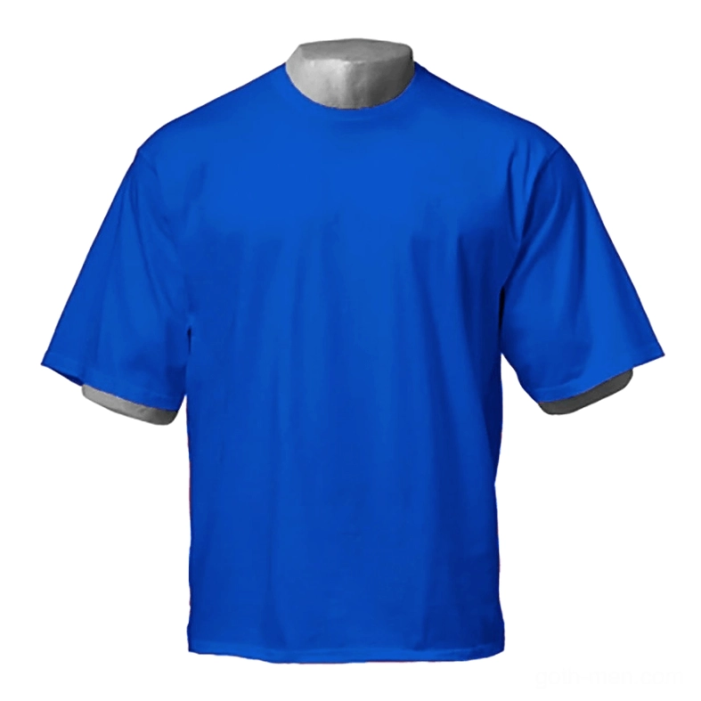 Royal blue oversized gothic t-shirt with dropped shoulders displayed on mannequin
