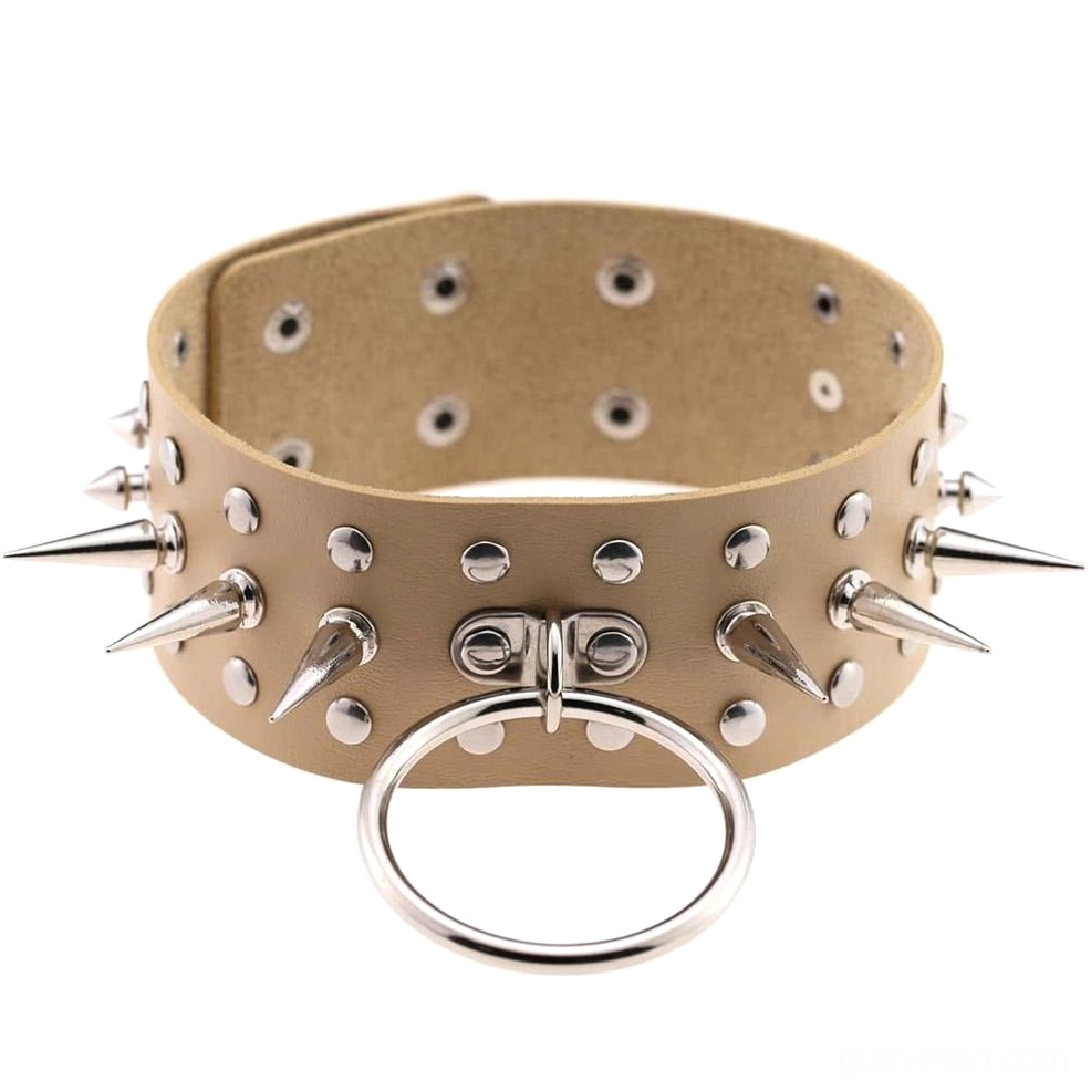 Gothic oversized spike choker necklace multi-color options showing black brown blue color variations