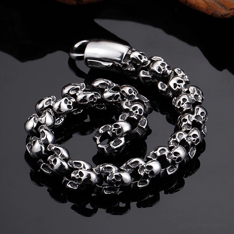 Personalized gothic skull bracelet gift box with ribbon and luxury packaging presentation