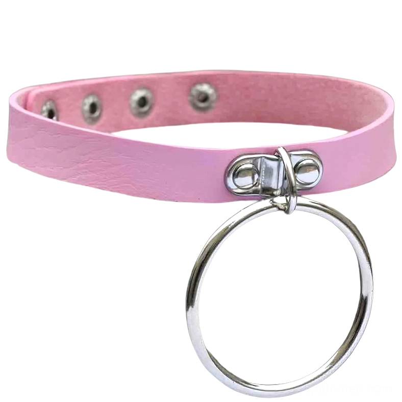 Pink alternative fashion choker with silver padlock pendant, pastel goth styling option