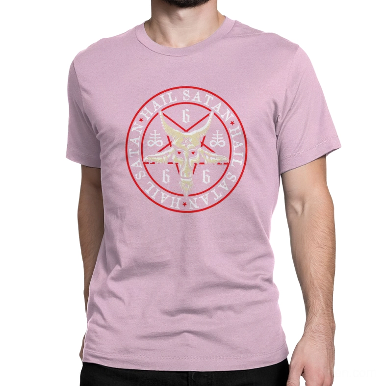 Light pink gothic pentagram t-shirt on model - subversive dark femininity aesthetic