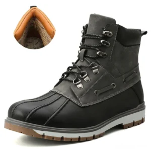 Plush thermal lining interior close-up detail of gothic winter snow boots tan brown woven fabric