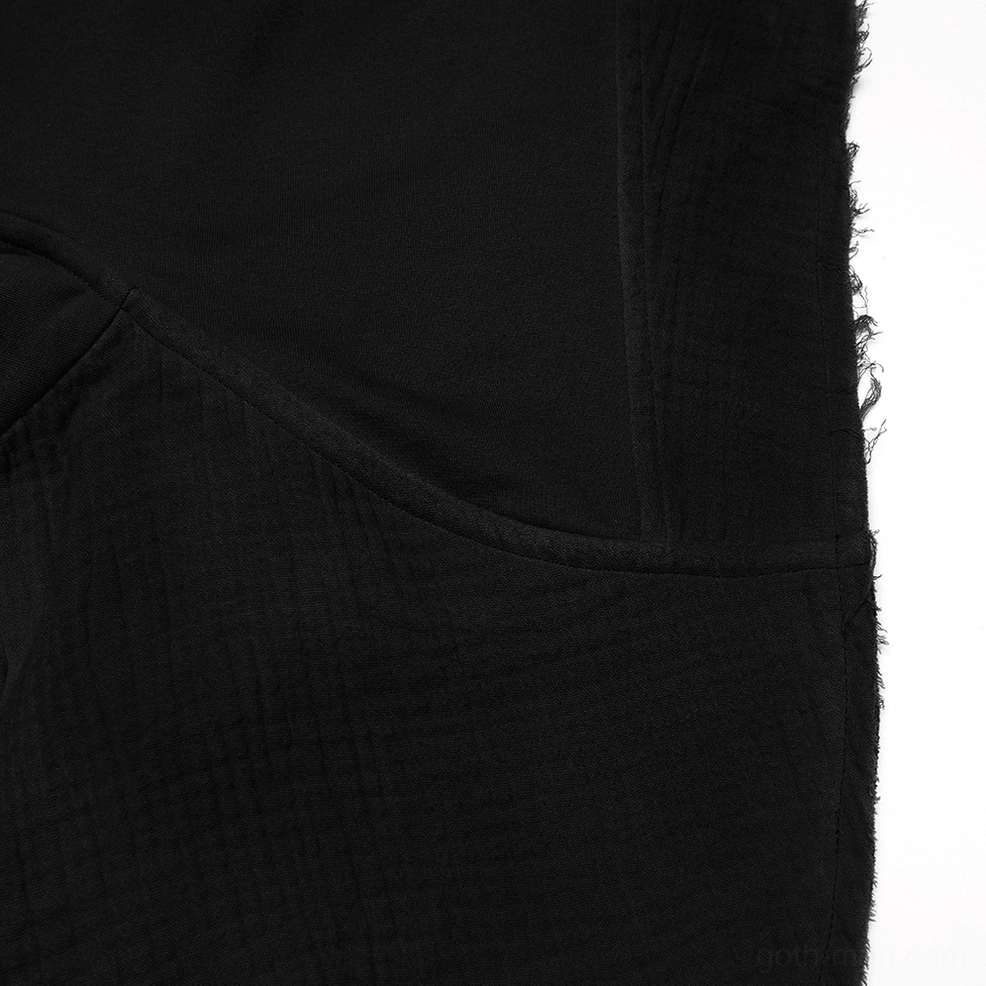 Post-apocalyptic hooded cape vest spray-painted aging texture and weathered finish