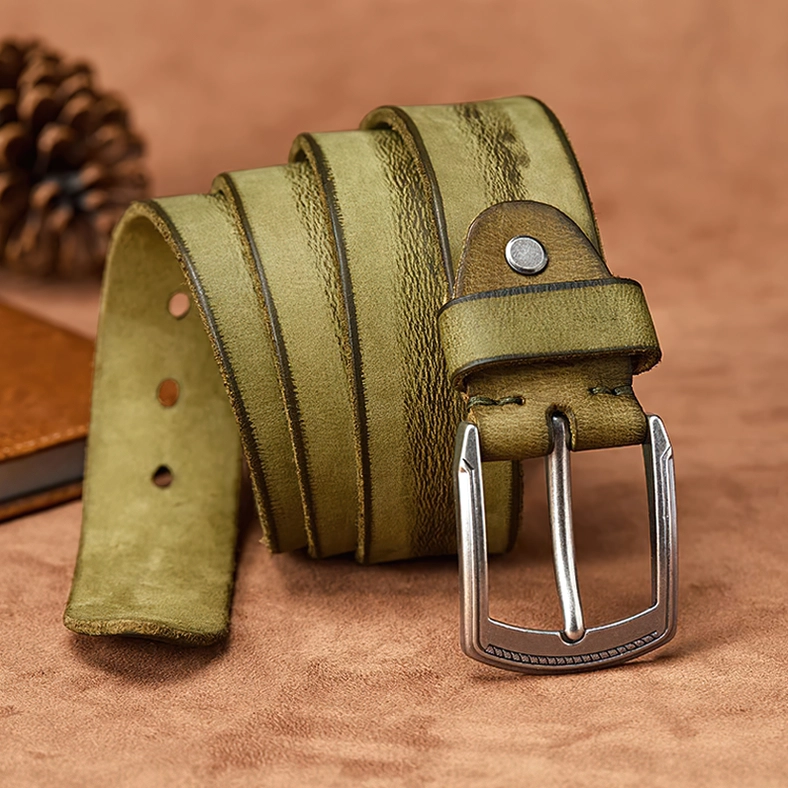 Premium cowhide gothic belt featuring substantial leather strap and decorative antique alloy buckle with engraved details, craftsmanship showcase