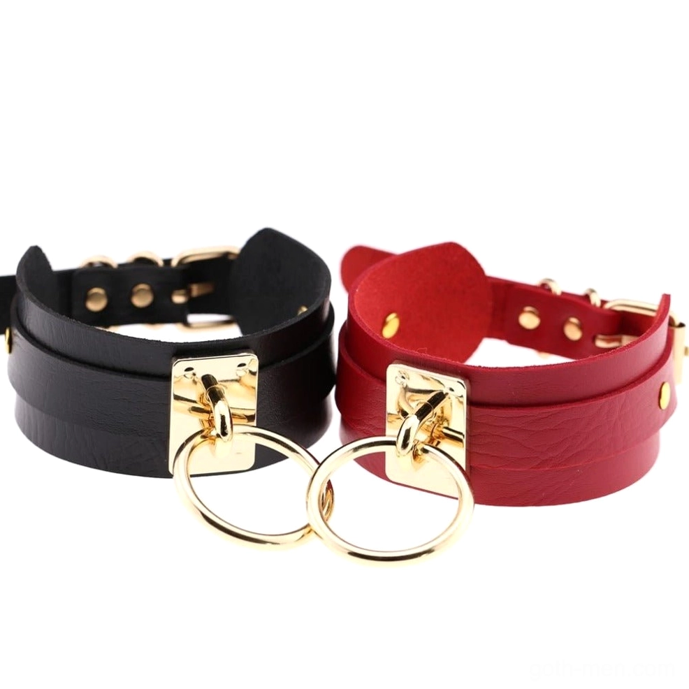 Full collection of adjustable PU leather bondage chokers in multiple colors, gothic alternative jewelry