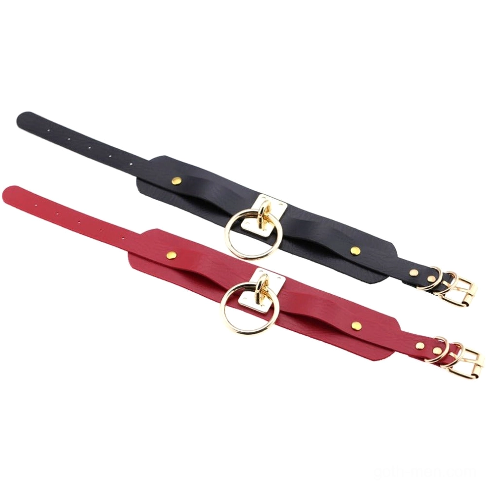 PU leather bondage choker styled display showing versatility and double-layered construction
