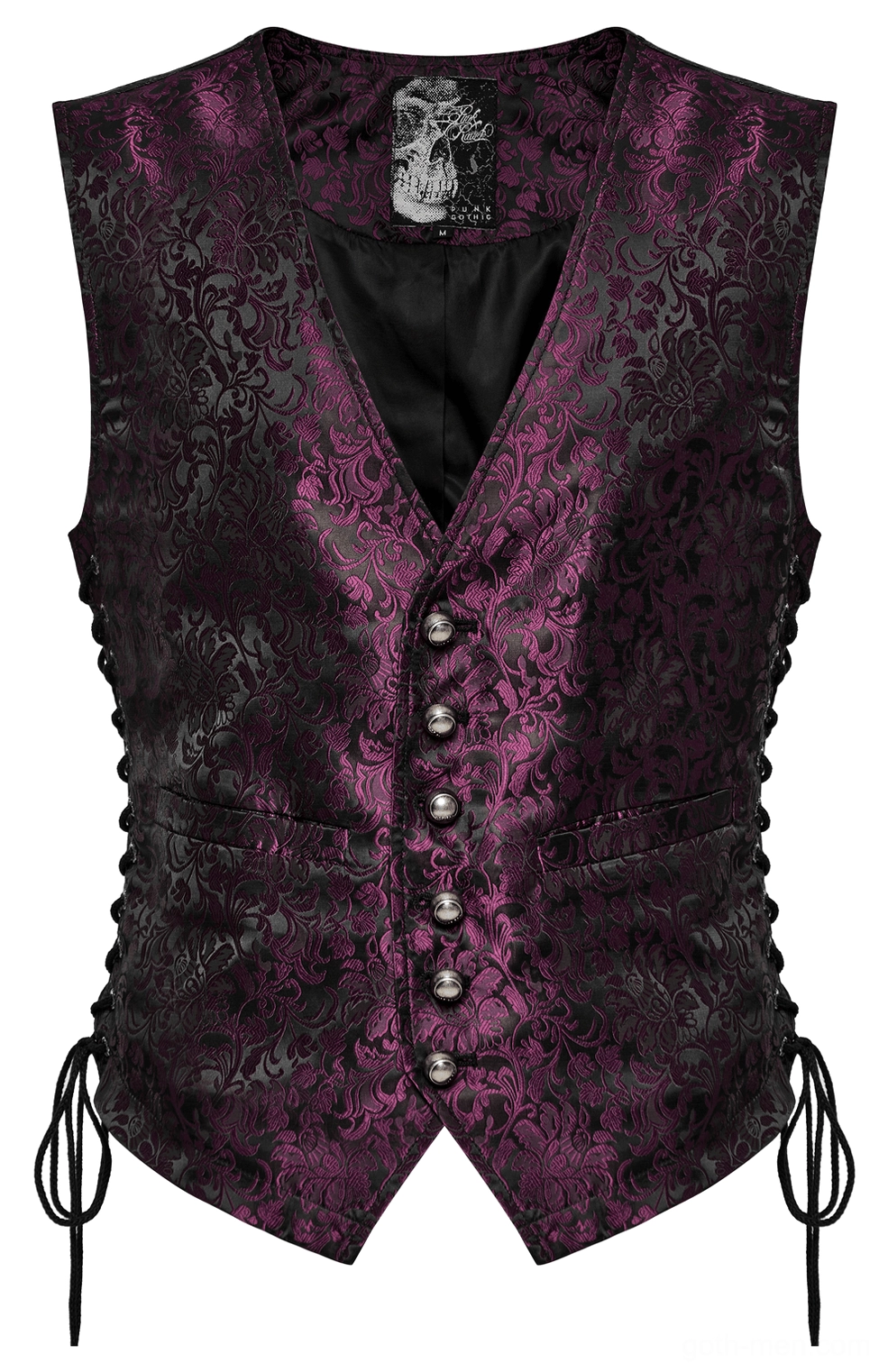 Purple black dual-tone floral jacquard waistcoat front product view flat lay