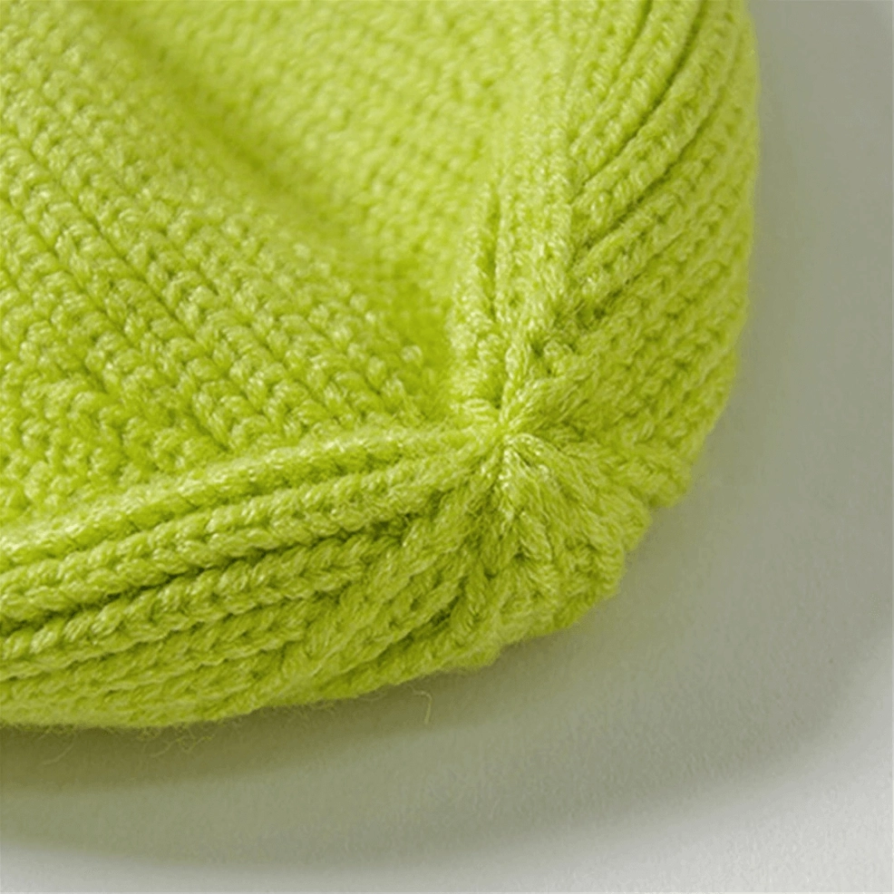 Premium acrylic ribbed knit beanie with embroidered smiley face, alternative accessory
