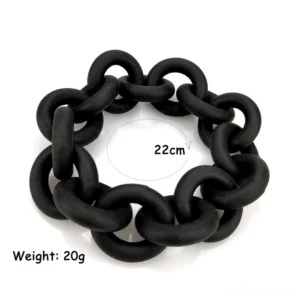 Gothic rubber chain bangle with 22cm measurements and 20g weight specifications displayed