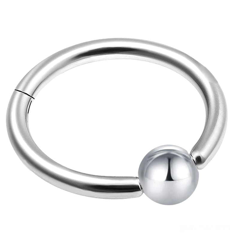 silver surgical stainless steel hinged segment clicker nose ring with smooth polished surface