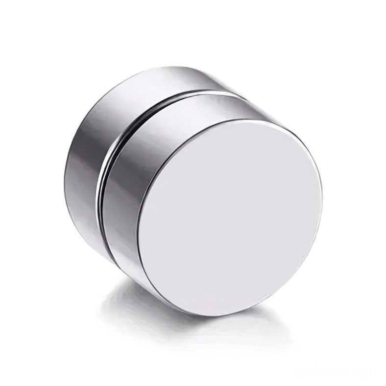 Silver polished magnetic stud earring three-quarter side view victorian aesthetic