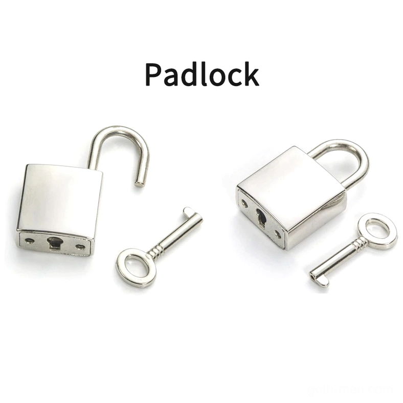 Padlock and key gothic jewelry accessory set, silver square padlock with matching tiny key, two complete sets