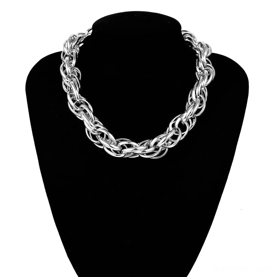 Silver twisted curb chain gothic necklace unisex jewelry alternative wear style