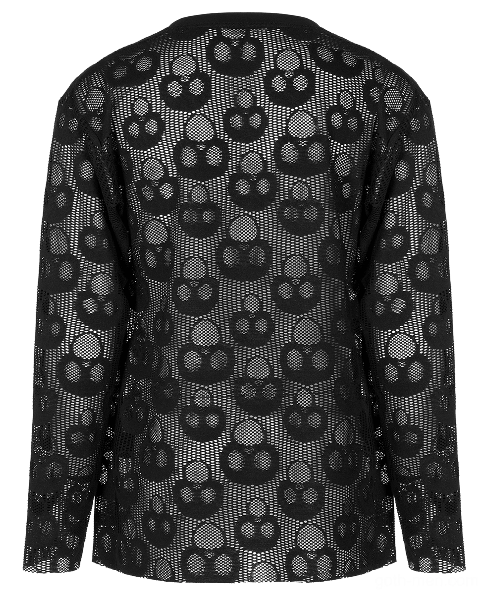 Skull mesh long sleeve top rear flat lay showing complete silhouette