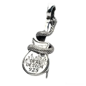 925 sterling silver snake guitar pendant side profile showing hallmark detail