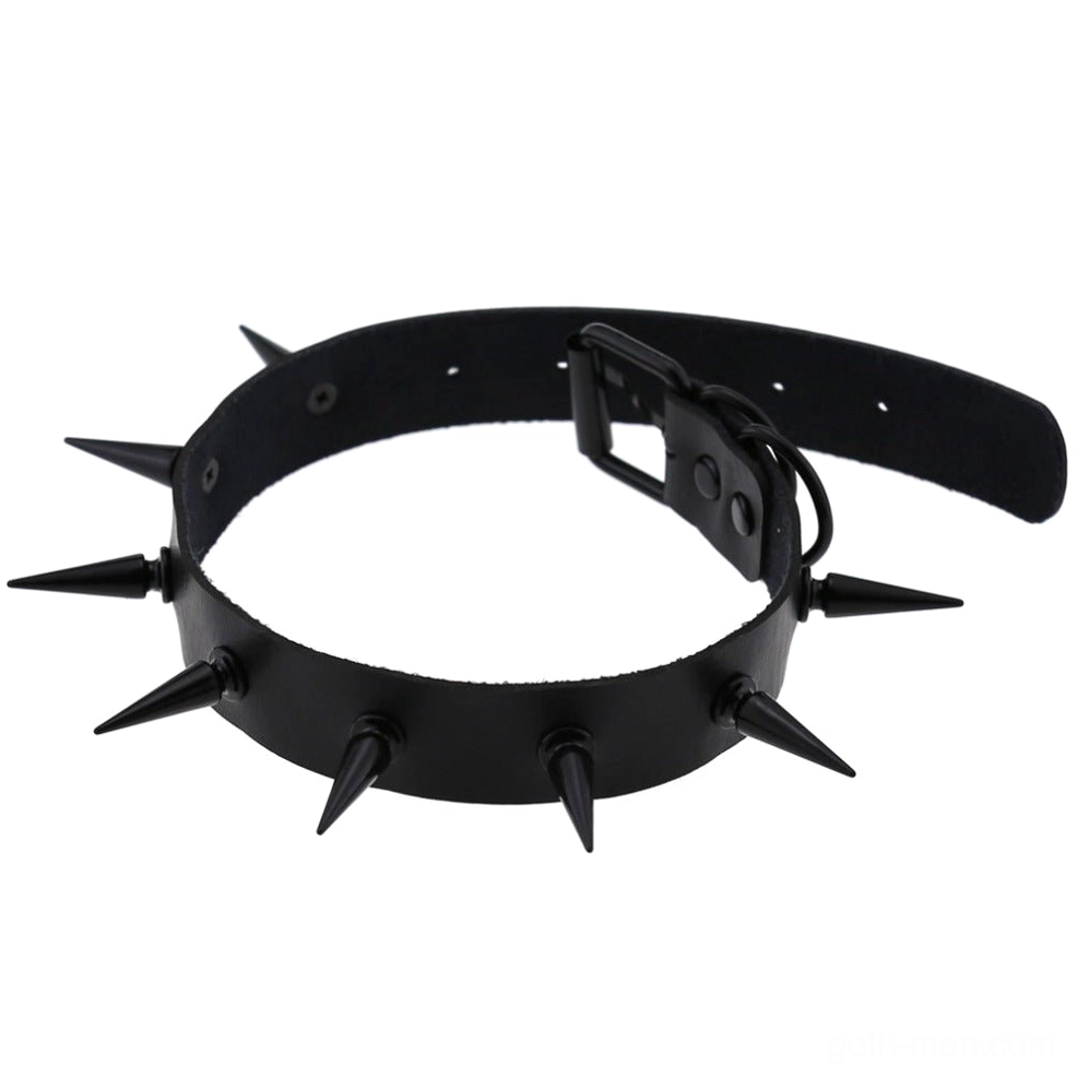 Spiked leather choker in various colors showing gothic style versatility