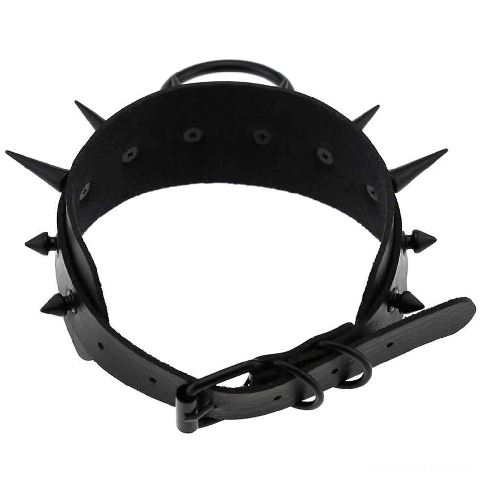 Spiked leather choker full necklace layout showing all spike stud placements