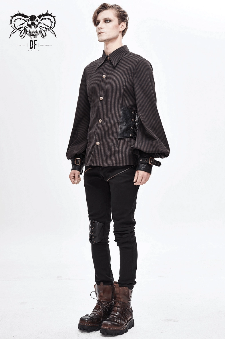 Steampunk gothic shirt front and side view showing silhouette and fit