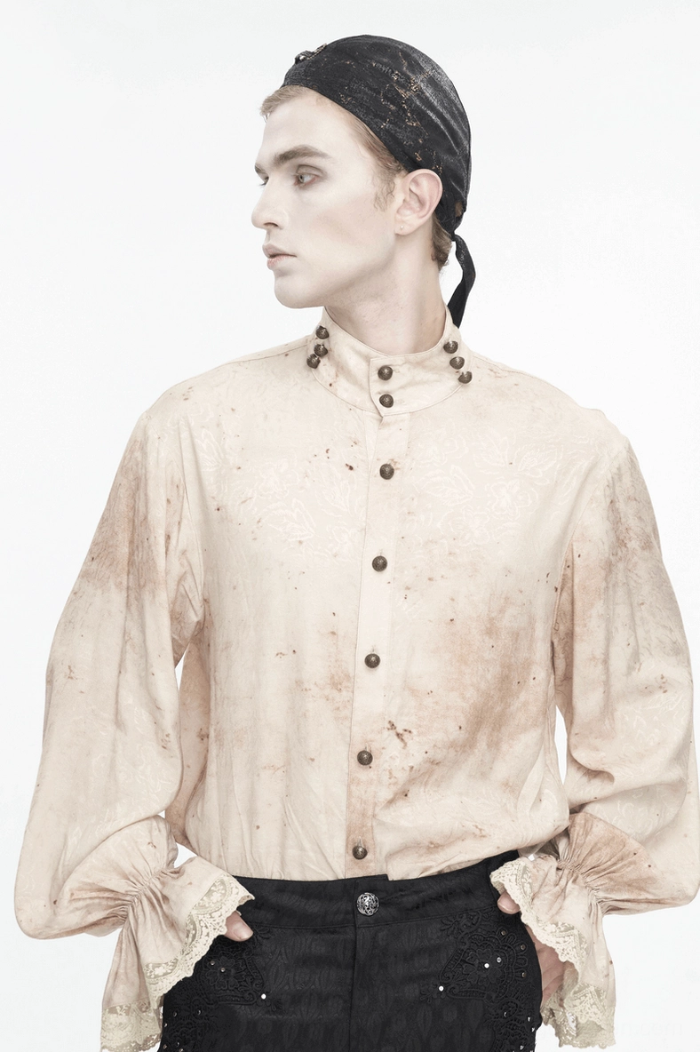 Steampunk marbled bandana cap for men featuring dual bronze gears and black-bronze fabric in industrial style