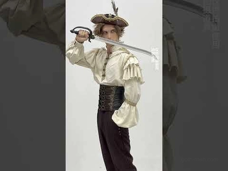 Pirate steampunk cosplay outfit featuring gothic accessories and Victorian styling