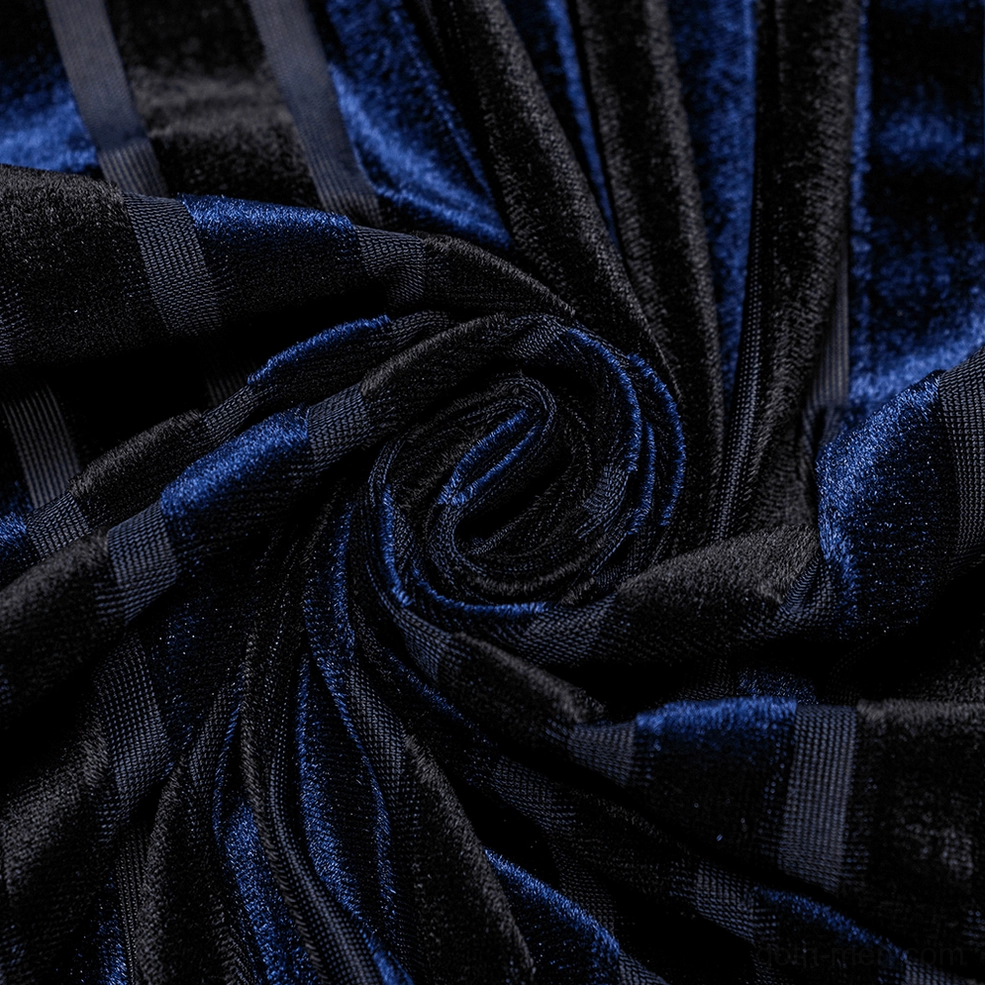 Striped velvet gothic men's shirt texture detail - luxurious velvet pile with vertical stripe pattern and rubber trim