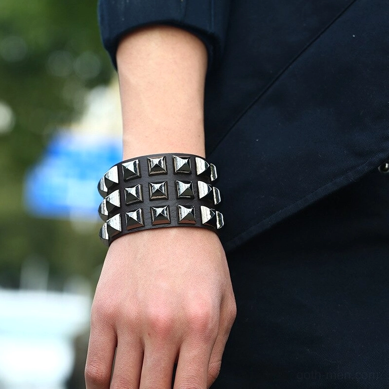 Studded leather gothic cuff bracelet all colors comparison - complete collection showcase