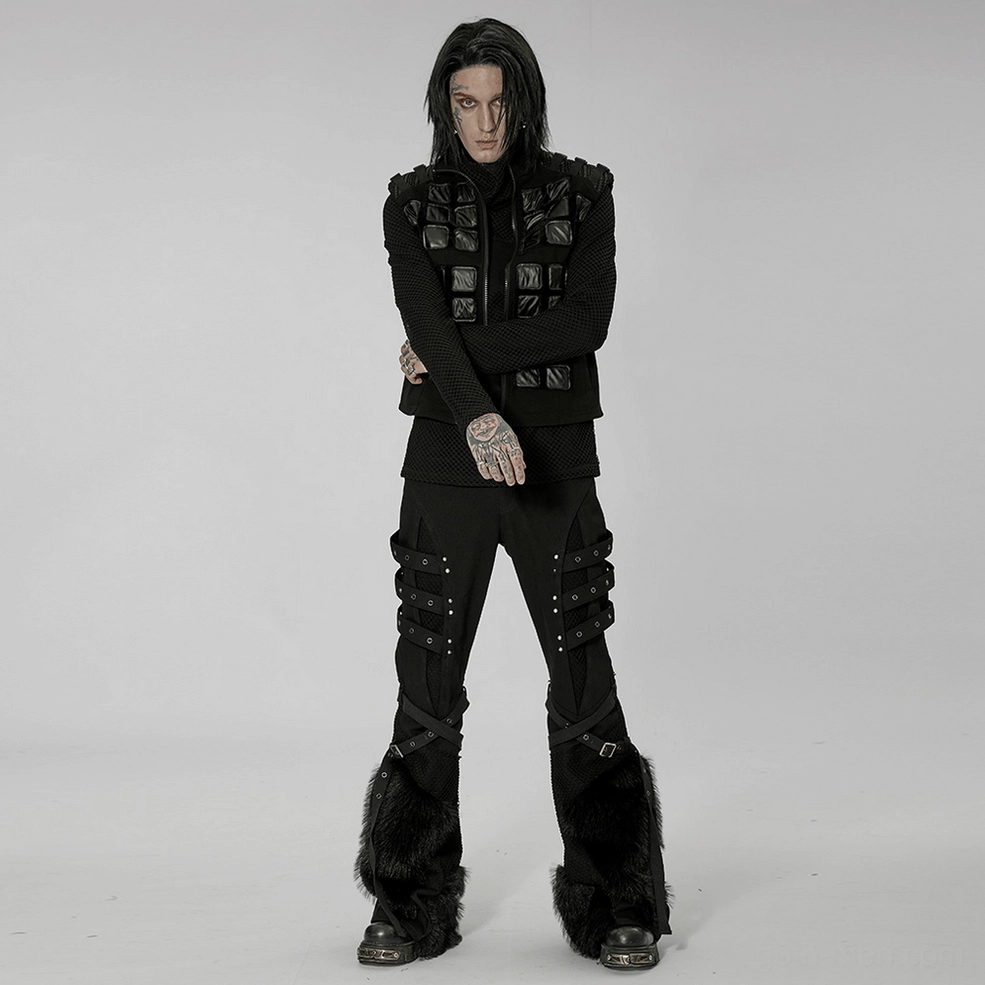 Black tactical armor vest close-up product detail showing construction quality and structured padded design elements