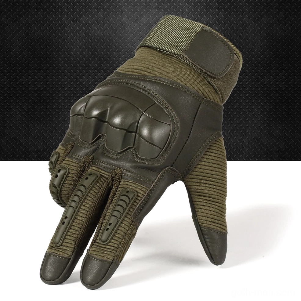 Tactical combat gloves shown in action positioning demonstrating functionality for paintball, SWAT, and combat sports