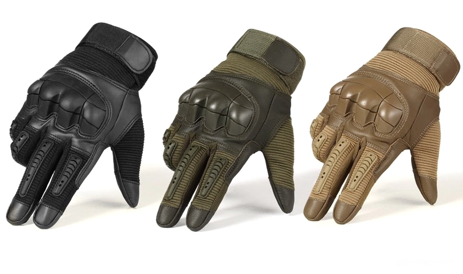 Hard knuckle tactical gloves material texture showing microfiber durability and PU leather quality