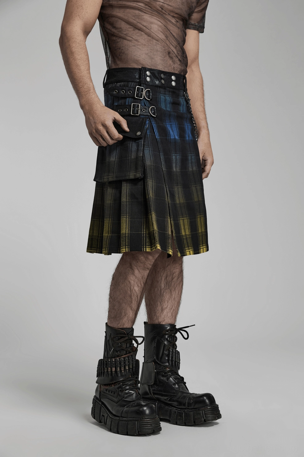Multicolor tartan gothic kilt size reference chart fitting guide
