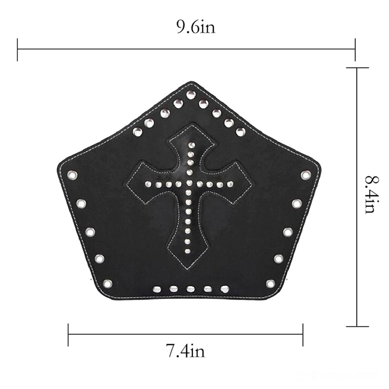 Templar cross arm guard flat lay top-down view with size reference markers and studs