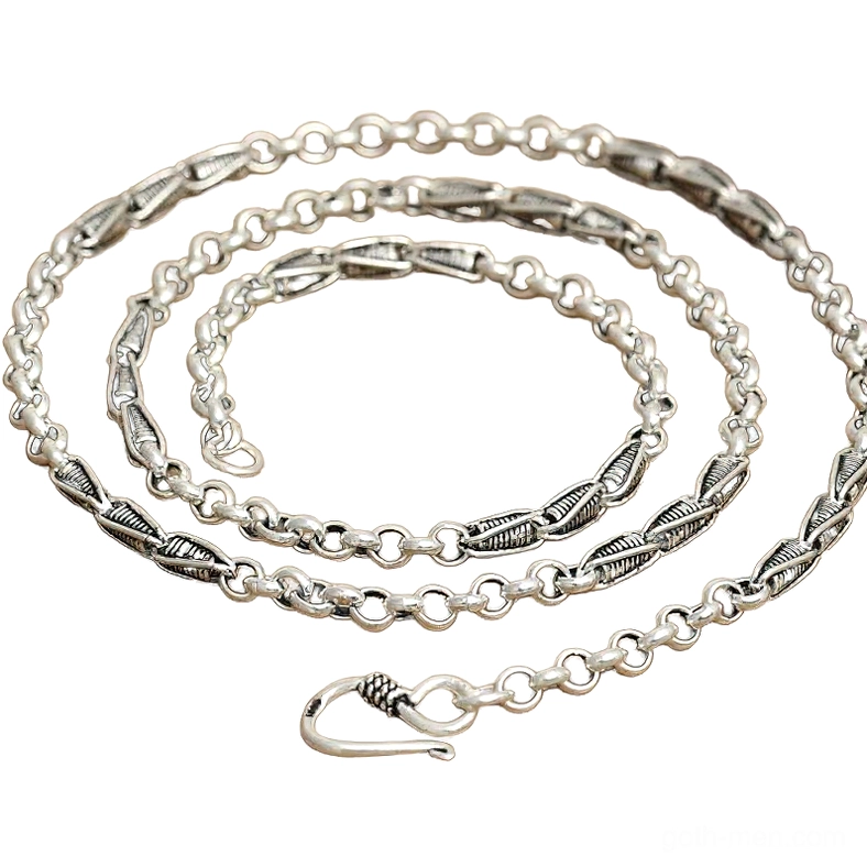925 sterling silver twisted chain necklace overhead view showing coiled link pattern and hook clasp on white background