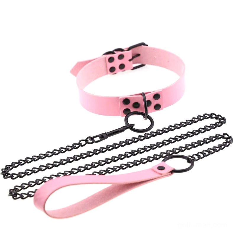 Unisex gothic choker styled flat lay showing adjustable strap and industrial metal aesthetics
