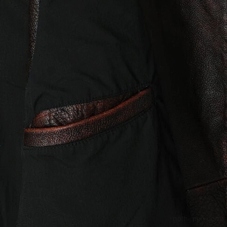 Genuine leather biker vest polyester lining interior pocket vintage brown construction