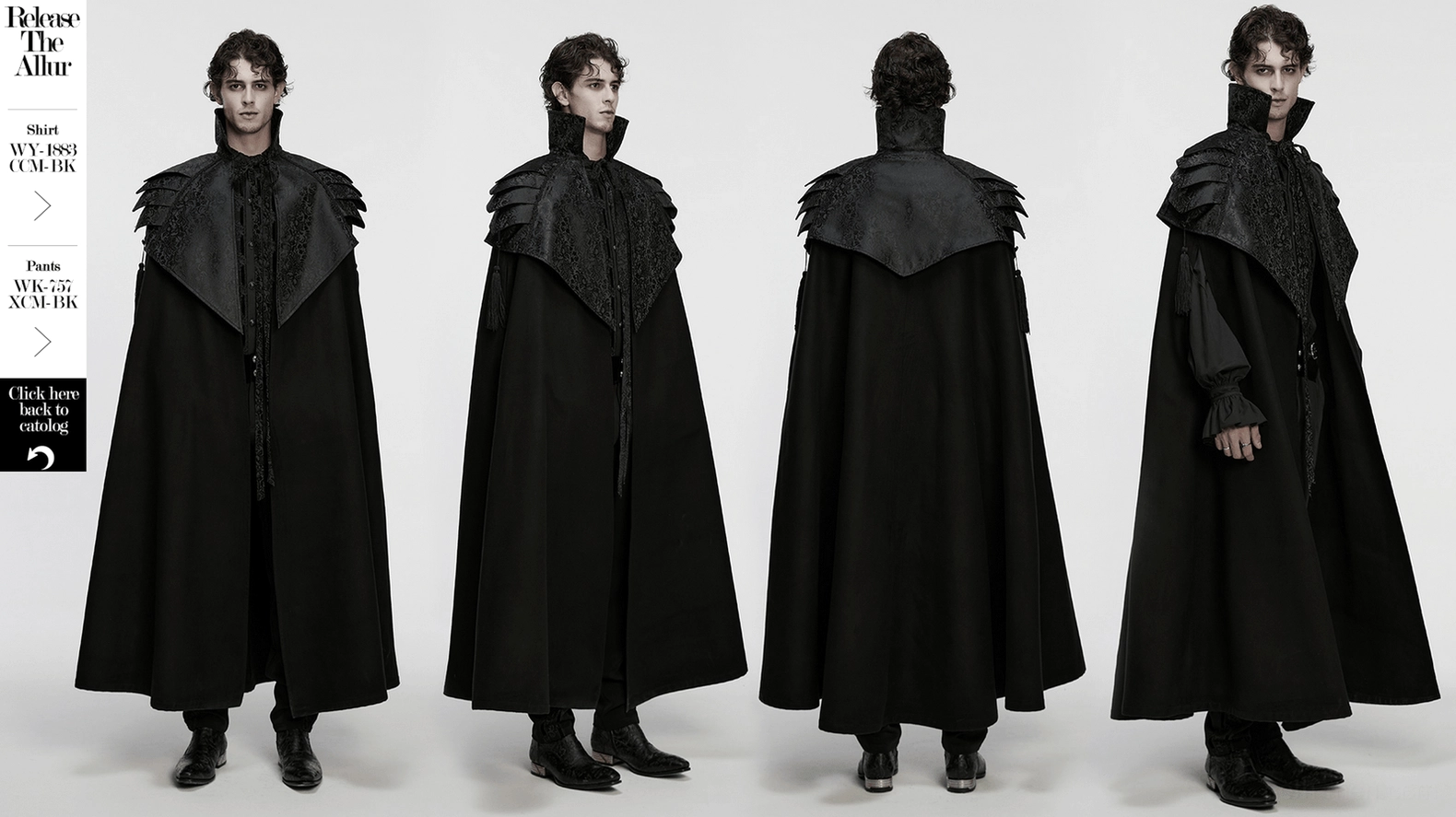 Victorian gothic shoulder armor cloak - jacquard lace detailing and high-fashion dark aesthetic
