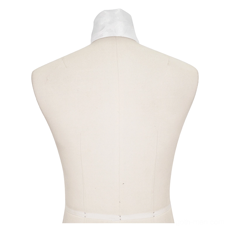 White gothic ascot tie back view showing neckpiece construction