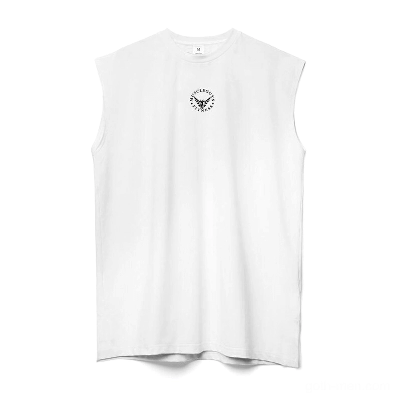 White gothic mesh tank top flat lay front view showing sleeveless cut and fabric texture