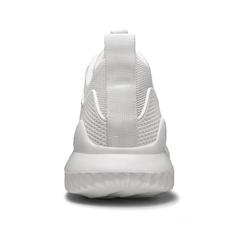 White sports mesh sneaker rear view - chunky rubber sole heel tab gothic aesthetic