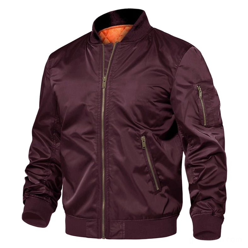 Burgundy wine red MA-1 bomber jacket with ribbed collar cuffs and hem - dark romantic gothic style